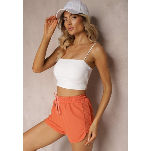 Pomarańczowe Dresowe Szorty z Bawełny High Waist z Gumką w Talii Vimalie ze sklepu renee.pl w kategorii Szorty - zdjęcie 179914305