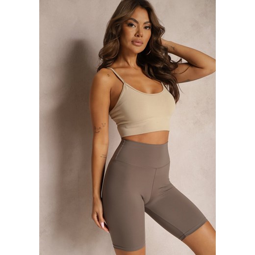 Brązowe Szorty Kolarki High Waist z Gumką w Talii Xelfea ze sklepu renee.pl w kategorii Szorty - zdjęcie 179914315