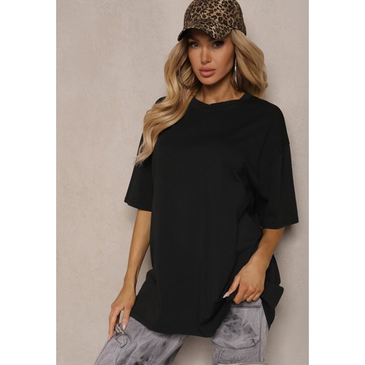 Czarny T-shirt z Krótkim Rękawem z Bawełny Bavima ze sklepu renee.pl w kategorii Bluzki damskie - zdjęcie 179916236