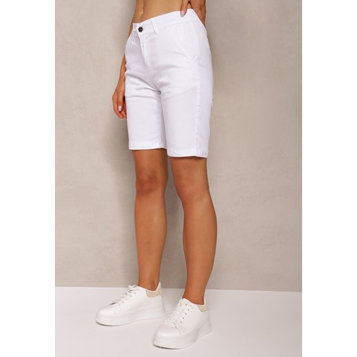 Białe Szorty High Waist z Bawełny Vimarions Renee 34 wyprzedaż renee.pl