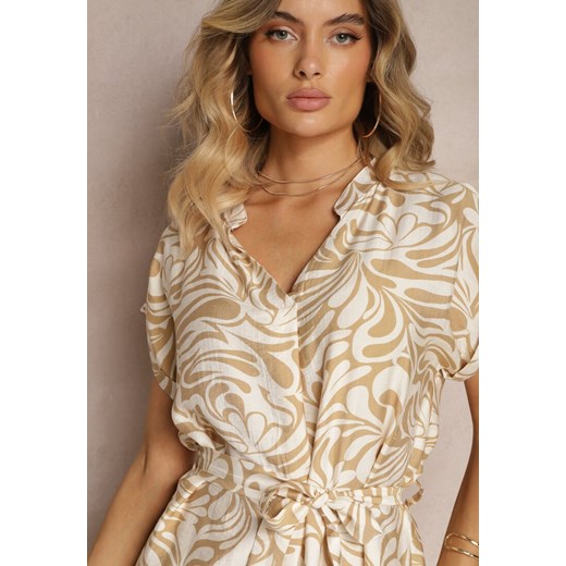 Sukienka Renee elegancka z dekoltem v mini prosta z krótkim rękawem
