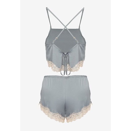 Miętowy Komplet Piżamowy Krótki Wiązany Top na Ramiączkach Szorty z Gumką w Renee ONE SIZE okazyjna cena renee.pl