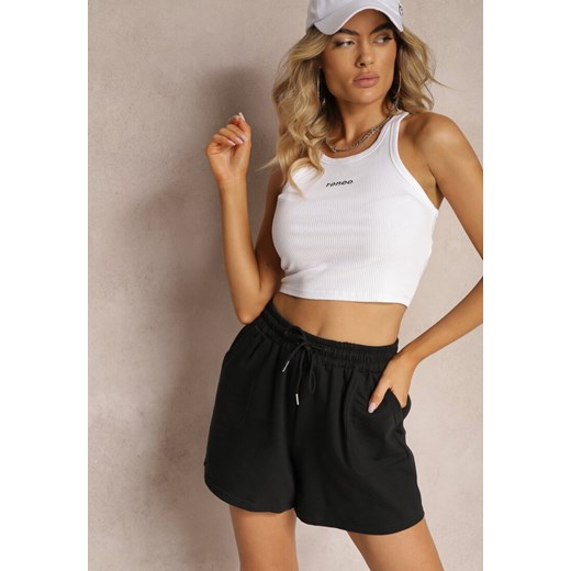 Czarne Dresowe Szorty High Waist z Gumką w Talii Narefia ze sklepu renee.pl w kategorii Szorty - zdjęcie 179919078