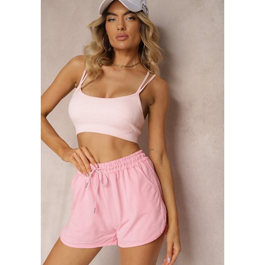 Różowe Szorty Dresowe z Dodatkiem Bawełny High Waist Florazen ze sklepu renee.pl w kategorii Szorty - zdjęcie 179919098