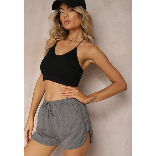 Ciemnoszare Szorty Dresowe z Dodatkiem Bawełny High Waist Florazen ze sklepu renee.pl w kategorii Szorty - zdjęcie 179919108