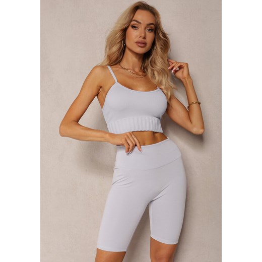 Jasnoniebieskie Szorty Typu Kolarki High Waist z Szeroką Gumką w Talii Nanseline ze sklepu renee.pl w kategorii Szorty - zdjęcie 179919159