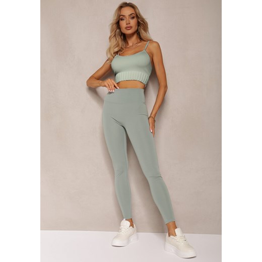 Ciemnozielone Sportowe Legginsy High Waist Quarefia ze sklepu renee.pl w kategorii Spodnie damskie - zdjęcie 179919367