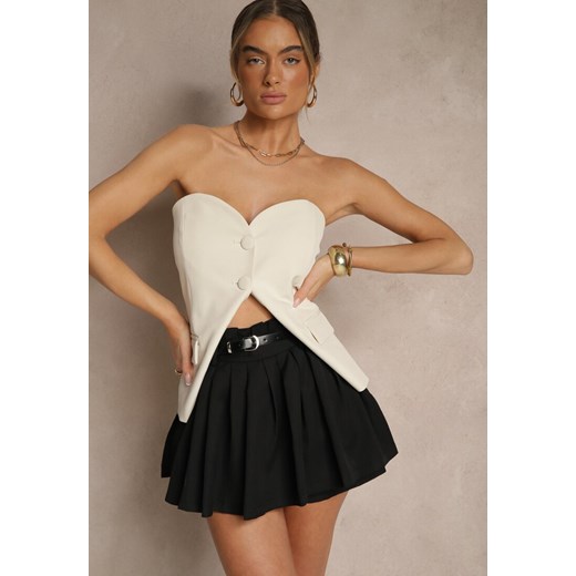 Czarne Spódnico-Szorty Plisowane High Waist Ozdobione Paskiem Eranivia ze sklepu renee.pl w kategorii Szorty - zdjęcie 179919509