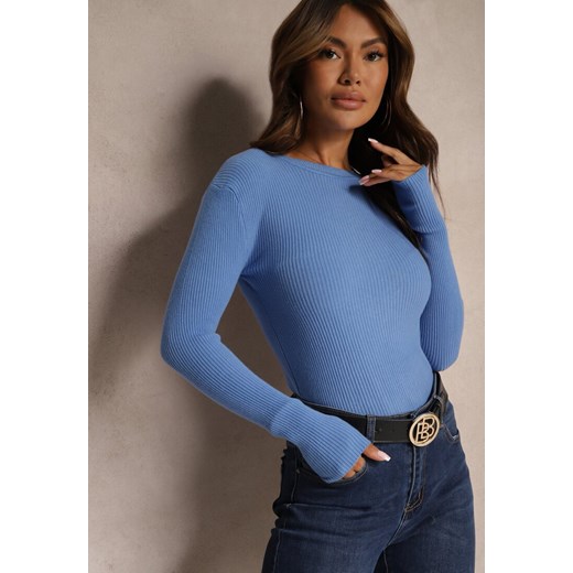 Niebieska Bluzka Longsleeve w Cienkie Prążki Terilissa ze sklepu renee.pl w kategorii Bluzki damskie - zdjęcie 179921238