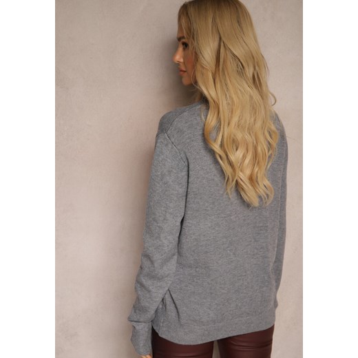 Szary Casualowy Golf z Dodatkiem Bawełny i Wiskozy Lerinae Renee M promocyjna cena renee.pl