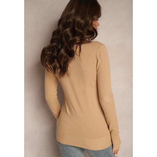 Ciemnobeżowy Golf Sweterkowy z Domieszką Kaszmiru Zaivanna Renee S renee.pl okazja
