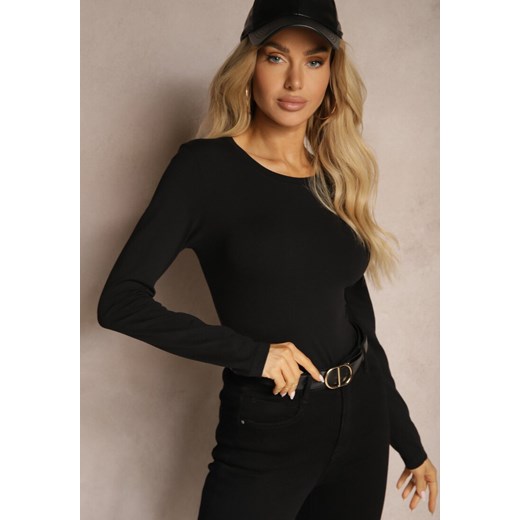 Czarna Bluzka Bawełniana Typu Longsleeve Mialoraea ze sklepu renee.pl w kategorii Bluzki damskie - zdjęcie 179925237