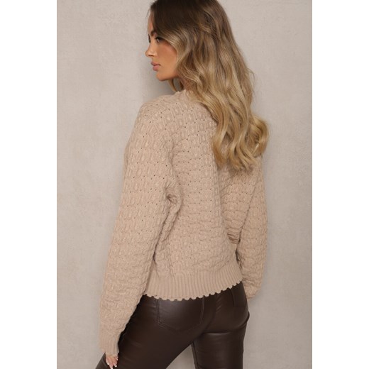 Sweter damski Renee beżowy w serek 