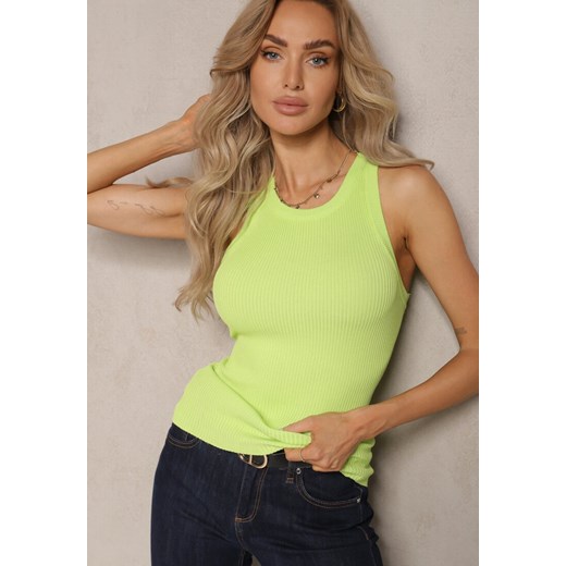 Bluzka damska Renee zielona z okrągłym dekoltem 