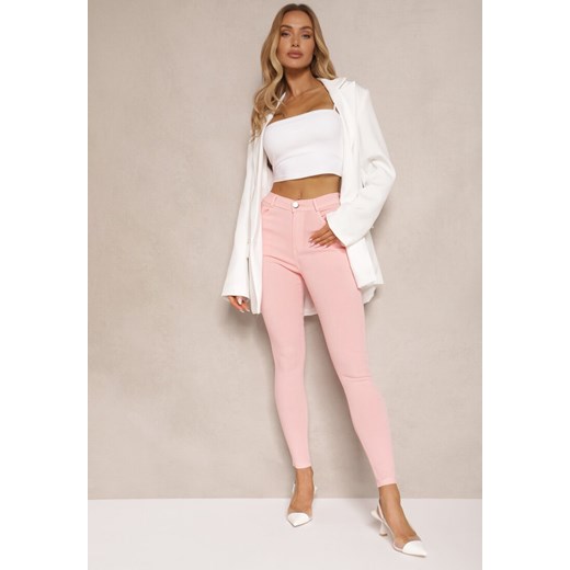 Różowe Skinny Jeansy z Bawełną High Waist Lorie ze sklepu renee.pl w kategorii Jeansy damskie - zdjęcie 179926856