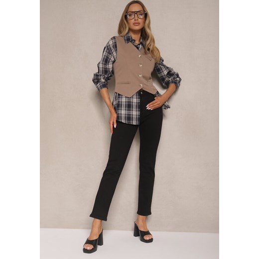 Czarne Skinny Jeansy z Bawełną High Waist Lorie ze sklepu renee.pl w kategorii Jeansy damskie - zdjęcie 179926876