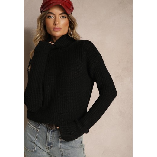 Czarny Casualowy Golf Ertinna ze sklepu renee.pl w kategorii Swetry damskie - zdjęcie 179927726