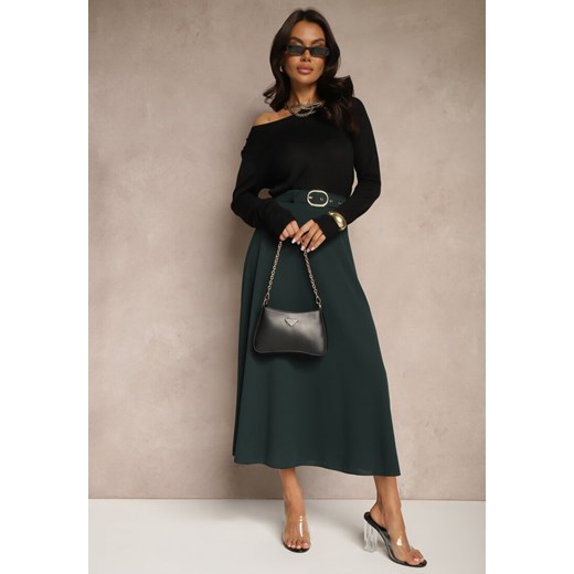 Ciemnozielona Spódnica o Rozkloszowanym Kroju Melobia ze sklepu renee.pl w kategorii Spódnice - zdjęcie 179928047