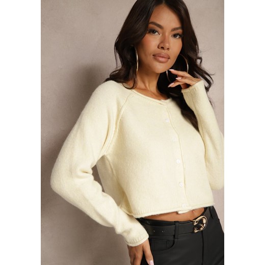 Żółty Rozpinany Kardigan z Wełną Evelinae Renee ONE SIZE wyprzedaż renee.pl