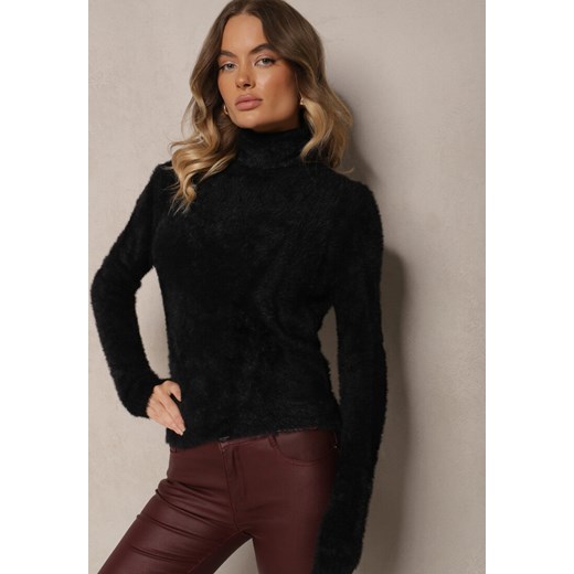 Czarny Casualowy Golf  z Wełną Nomilae ze sklepu renee.pl w kategorii Swetry damskie - zdjęcie 179931898