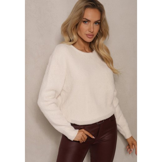 Beżowy Casualowy Sweter z Dodatkiem Kaszmiru Salielis ze sklepu renee.pl w kategorii Swetry damskie - zdjęcie 179932436