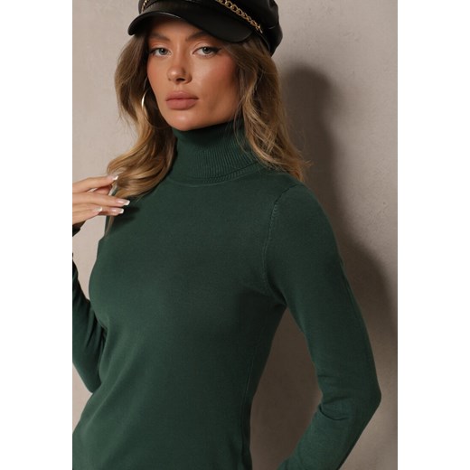 Zielony Casualowy Golf z Wiskozą i Modalem Lannetora Renee ONE SIZE renee.pl okazja