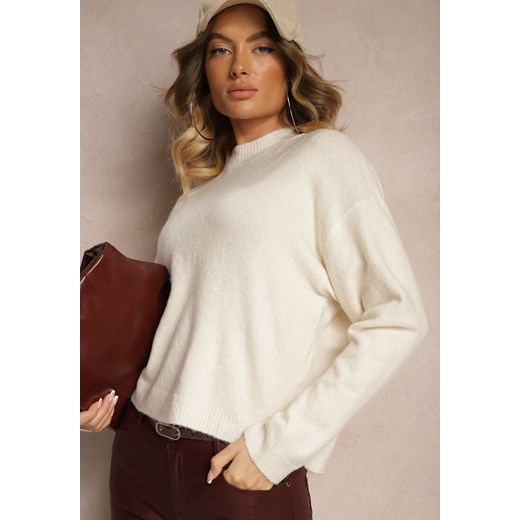 Jasnobeżowy Casualowy Sweter z Wełną Sassilae ze sklepu renee.pl w kategorii Swetry damskie - zdjęcie 179936649