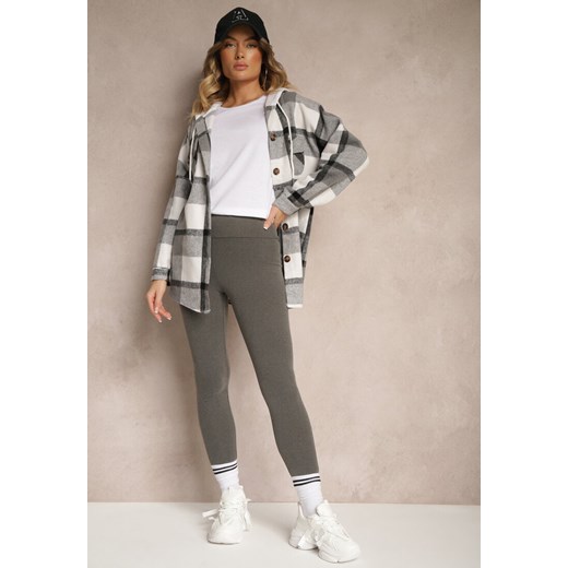 Szare Legginsy High Waist z Szeroką Gumką w Pasie Sevini ze sklepu renee.pl w kategorii Spodnie damskie - zdjęcie 179937245