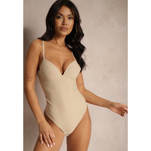 Beżowe Body Modelujące na Regulowanych Ramiączkach z Usztywnieniem Ilaniren ze sklepu renee.pl w kategorii Body damskie - zdjęcie 179937398