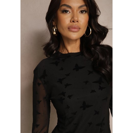 Bluzka damska Renee czarna z okrągłym dekoltem 