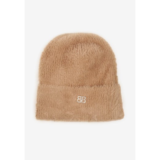 Beżowa Czapka Beanie z Wiskozą Wełną i Naszywką Zolirra ze sklepu renee.pl w kategorii Czapki zimowe damskie - zdjęcie 179938589