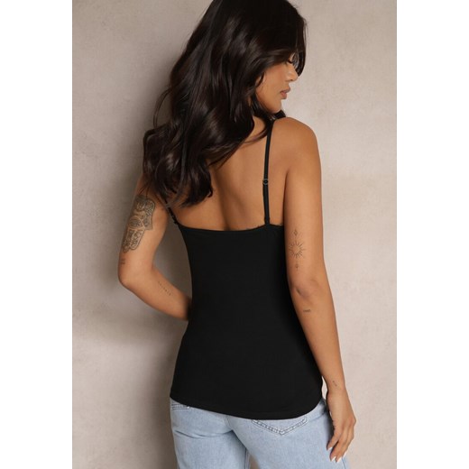 Czarny Top z Bawełny na Regulowanych Ramiączkach Larithra Renee M wyprzedaż renee.pl