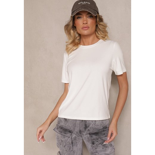 Biały Casualowy T-shirt z Wiskozy Arisanda ze sklepu renee.pl w kategorii Bluzki damskie - zdjęcie 179942489
