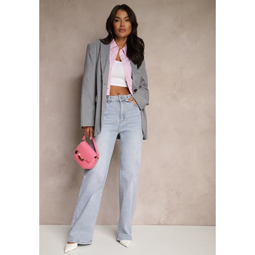 Niebieskie Jeansy z Wiskozą i Bawełną High Waist o Szerokim Kroju Helviola ze sklepu renee.pl w kategorii Jeansy damskie - zdjęcie 179942529