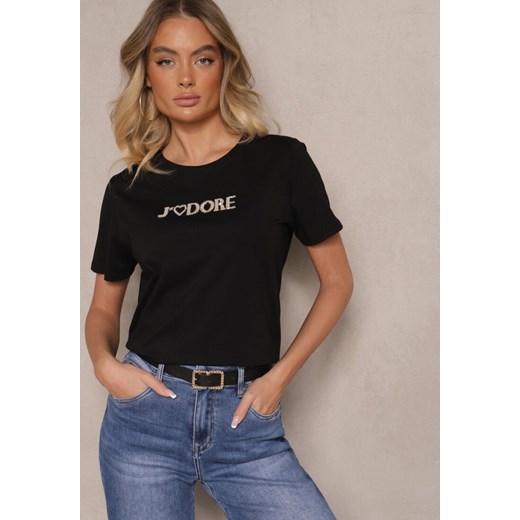 Czarny T-shirt z Bawełny z Napisem Nalothra ze sklepu renee.pl w kategorii Bluzki damskie - zdjęcie 179942749
