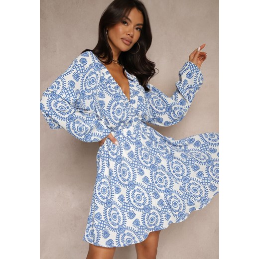 Sukienka Renee z długim rękawem mini wieczorowa w serek 