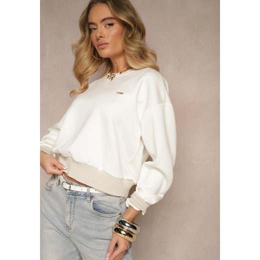 Biała Bluza Ozdobiona Metaliczną Nicią Ilatraen ze sklepu renee.pl w kategorii Bluzy damskie - zdjęcie 179944618