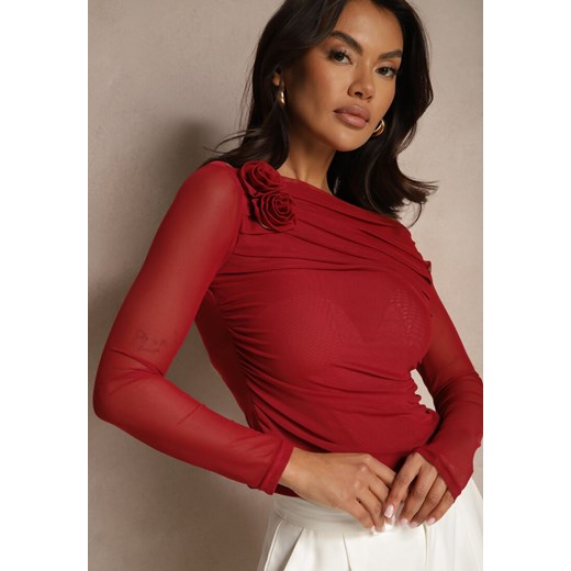 Bluzka damska Renee z aplikacjami  z okrągłym dekoltem 