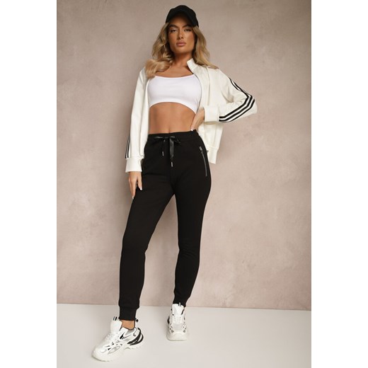 Czarne Spodnie Dresowe z Bawełny o Kroju Jogger High Waist Cherisa ze sklepu renee.pl w kategorii Spodnie damskie - zdjęcie 179946248