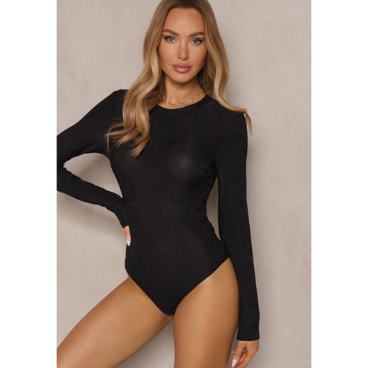 Czarne Klasyczne Body Typu Longsleeve z Wiskozą Elezeria ze sklepu renee.pl w kategorii Bluzki damskie - zdjęcie 179946515