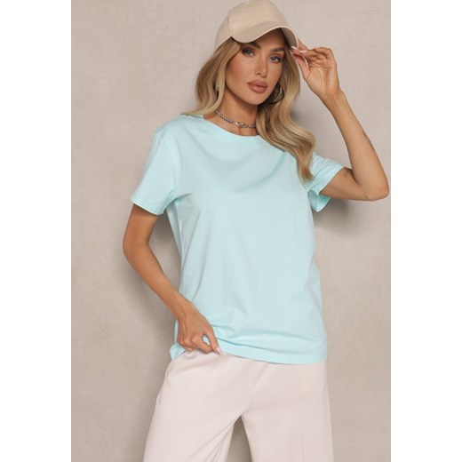 Jasnoniebieski Klasyczny T-shirt Bawełniany o Casualowym Kroju Nattine ze sklepu renee.pl w kategorii Bluzki damskie - zdjęcie 179947466
