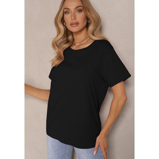Czarny Klasyczny T-shirt Bawełniany o Casualowym Kroju Nattine ze sklepu renee.pl w kategorii Bluzki damskie - zdjęcie 179947476