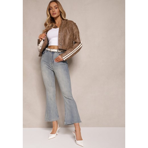 Niebieskie Jeansy z Bawełną High Waist o Kroju Dzwonów Tommea ze sklepu renee.pl w kategorii Jeansy damskie - zdjęcie 179947566