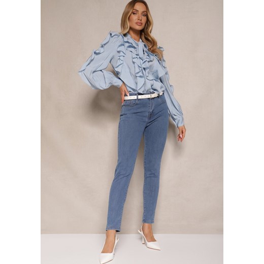 Niebieskie Jeansy z Bawełną High Waist Hreadia ze sklepu renee.pl w kategorii Jeansy damskie - zdjęcie 179947576