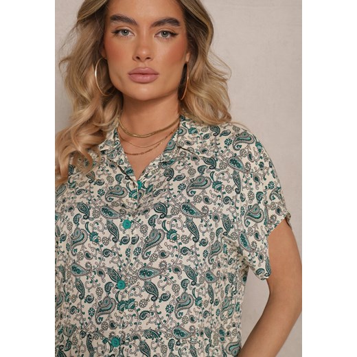 Zielona Sukienka z Bawełny w Print Paisley o Koszulowym Kroju Celluria Renee L renee.pl okazja