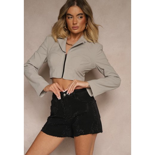Czarne Szorty Jeansowe High Waist i Klasycznym Kroju Nusadriel ze sklepu renee.pl w kategorii Szorty - zdjęcie 179951888