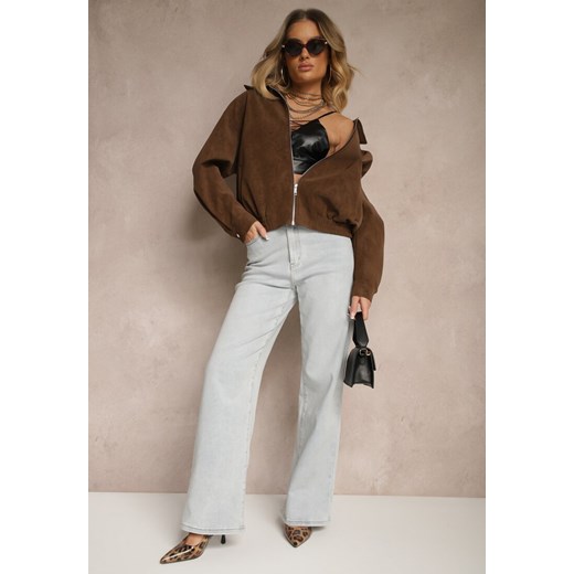 Jasnoniebieskie Jeansy High Waist z Szeroką Nogawką Sesmaris ze sklepu renee.pl w kategorii Jeansy damskie - zdjęcie 179951938