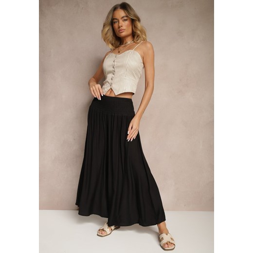 Czarne Spodnie o Szerokim Kroju Kuloty High Waist o Długości 7/8 Ulanova ze sklepu renee.pl w kategorii Spodnie damskie - zdjęcie 179953148