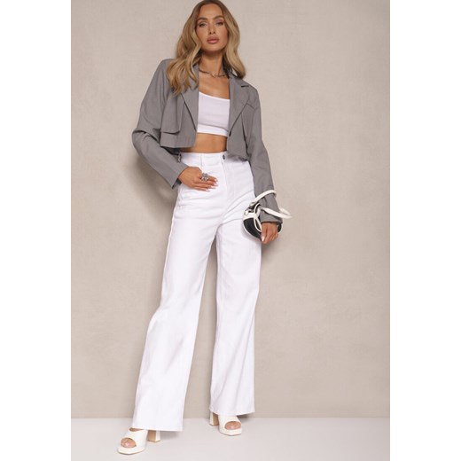 Białe Jeansy High Waist o Szerokim Kroju Sallizia ze sklepu renee.pl w kategorii Jeansy damskie - zdjęcie 179953788