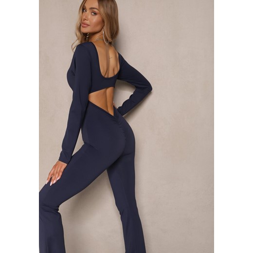 Granatowy Kombinezon Bodycon z Usztywnianymi Miseczkami i Wycięciami na Plecach Calinori ze sklepu renee.pl w kategorii Kombinezony damskie - zdjęcie 179955097